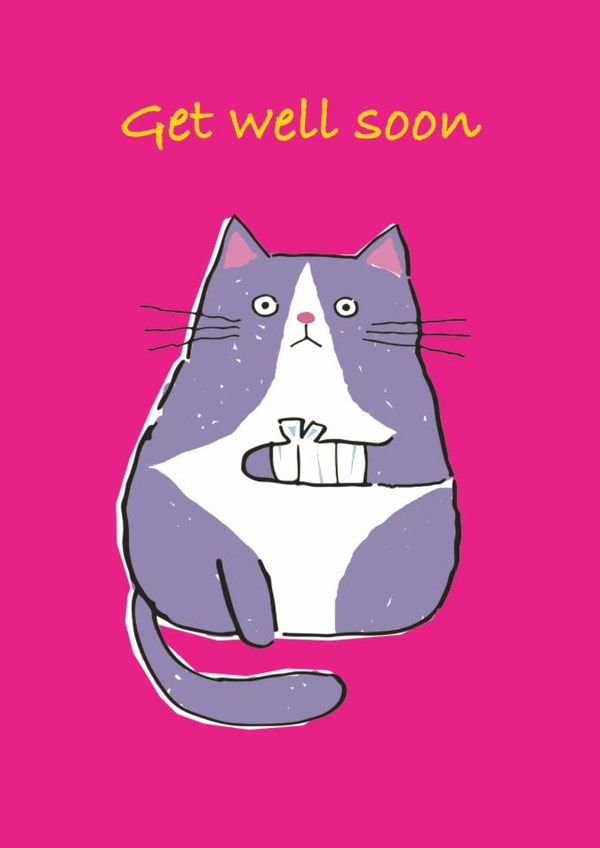 Cute Get Well Card - Poorly Cat created by Mouse that Roared