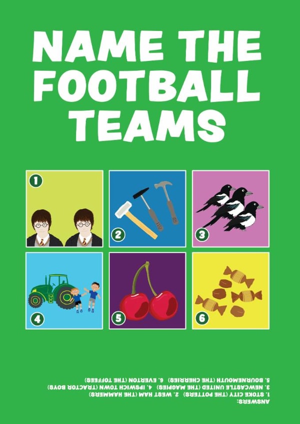 Fun Birthday Card - Name The Football Teams - Quiz created by MOJO Creative Studio