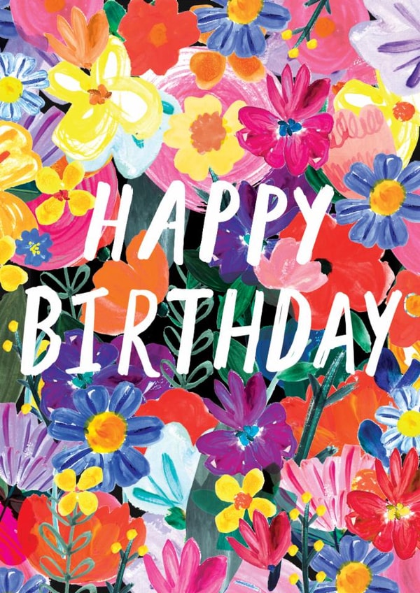 Pretty Birthday Card - Bright Spring Florals created by Katt Jones