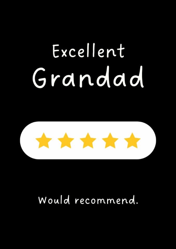 Funny Father's Day Card - For Grandad - Five Star Review created by Sundiva Designs