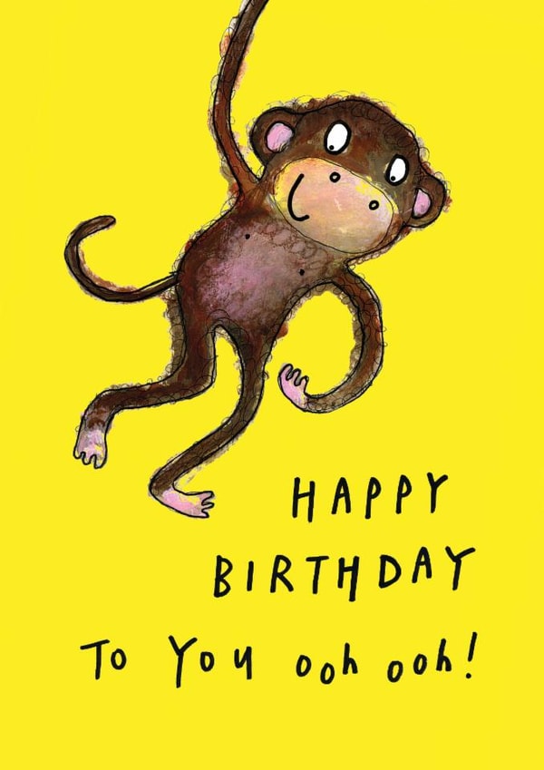 Cute Birthday Card - Monkey - You Ooh Ooh created by Sketchy Muma