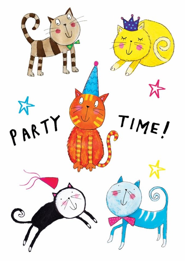 Cute Birthday Card - Party Cats created by Sketchy Muma