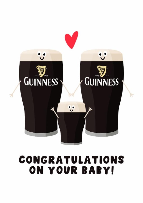 Cute New Baby Card - Guinness - Baby Guinness created by Pink Peach Cards