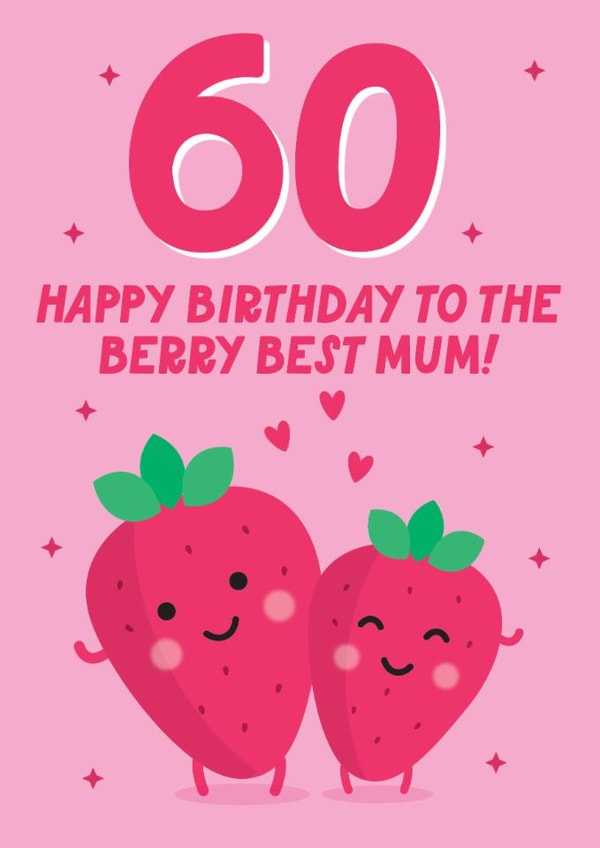 Cute Birthday Card - 60th - Berry Best Mum created by Blush & Blossom 