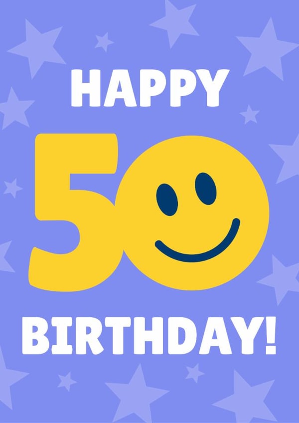 Cute Birthday Card - 50th - Smiley Face created by Blush & Blossom