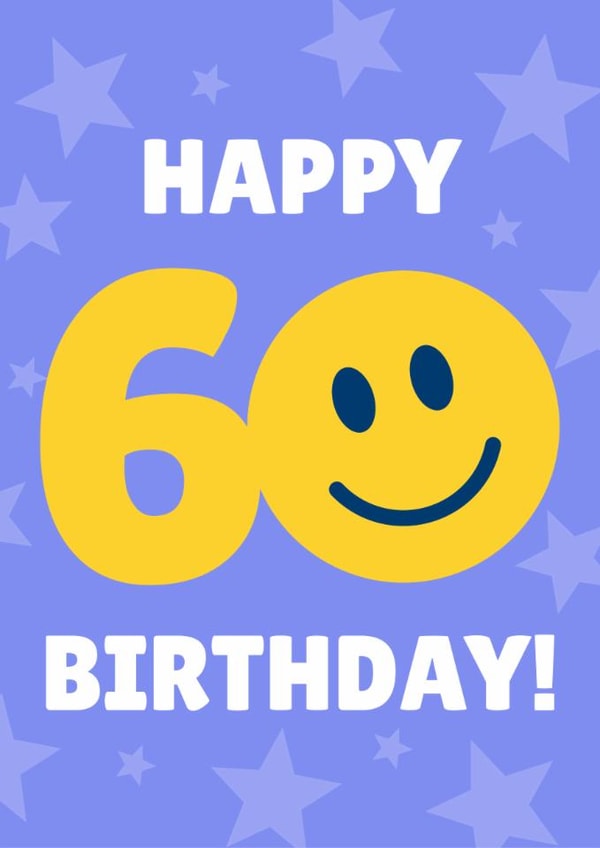 Cute Birthday Card - 60th - Smiley Face created by Blush & Blossom