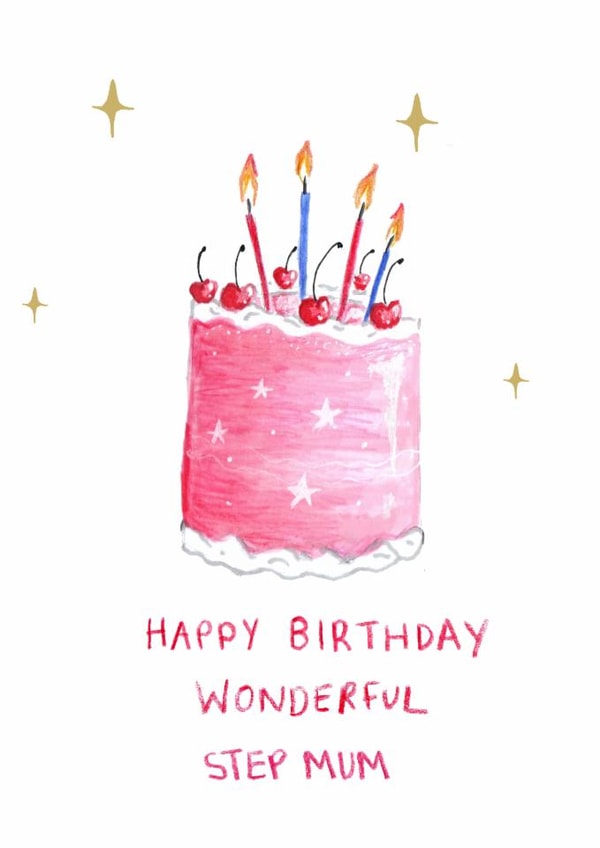 Pretty Birthday Card - Wonderful Step Mum created by HCD Illustration