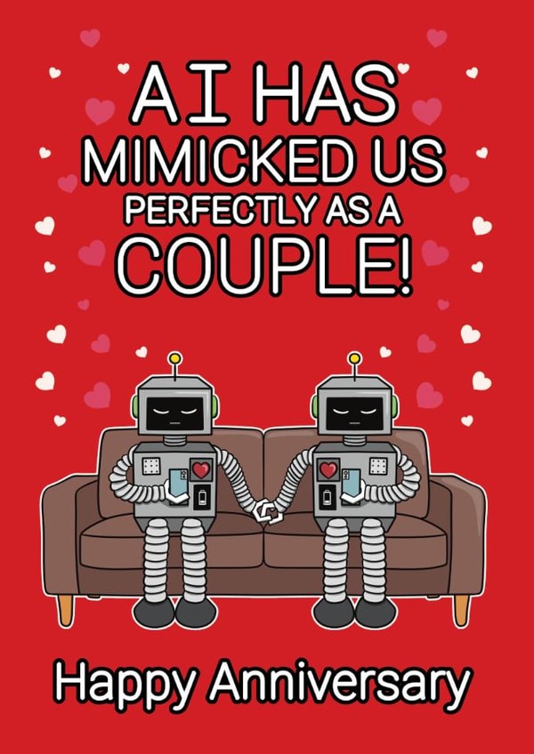 Funny Anniversary Card - AI Robots - Phone Scrolling created by @Cupsie's Creations