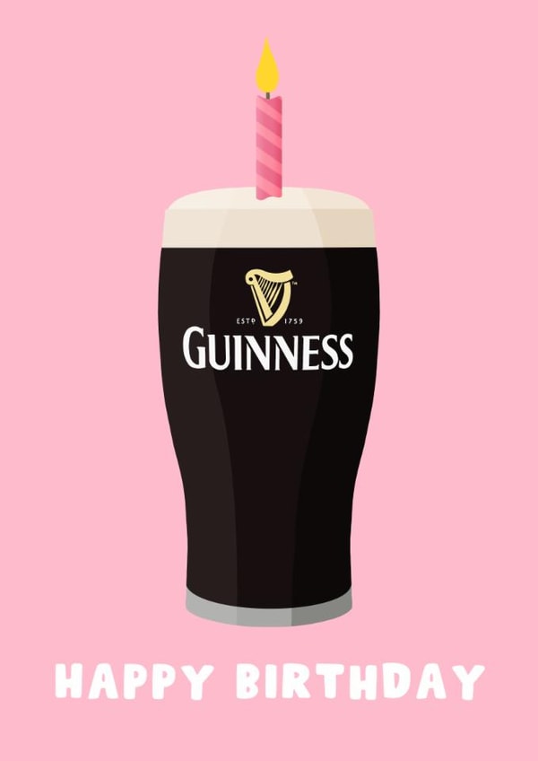 Fun Birthday Card - Guinness Candle - For Her created by Pink Peach Cards
