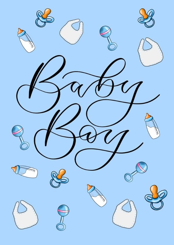 Classic New Baby Card - Baby Boy created by The Amyverse