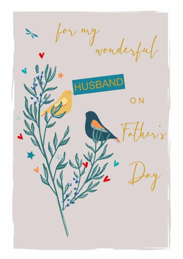 Classic Father's Day Card - Birds on a Branch - For Husband created by SABIVO Design by Sabina