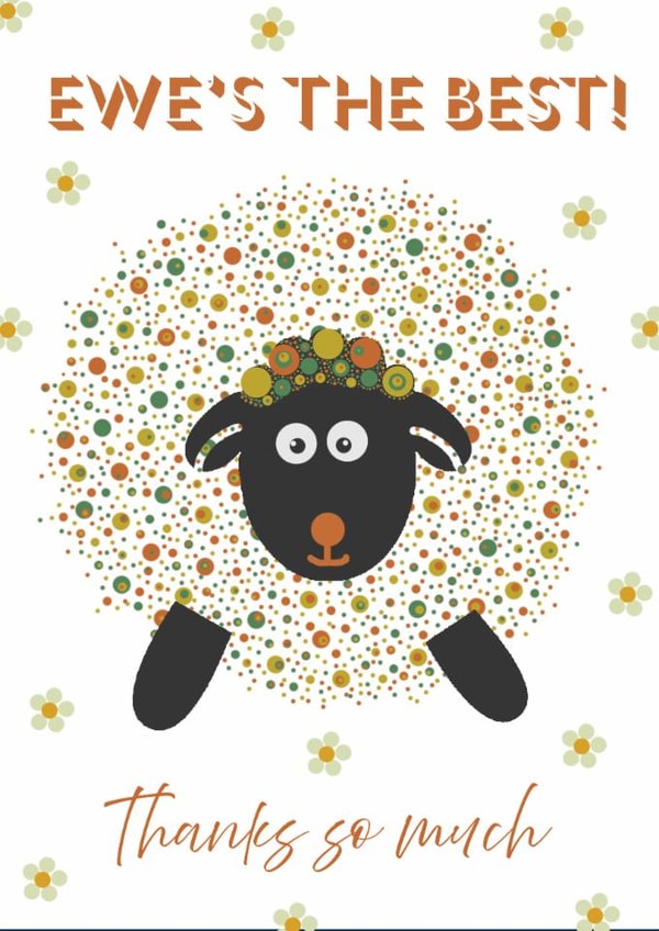 Cute thank you card - Ewe's the best - Thanks so much created by Ashley Roberts