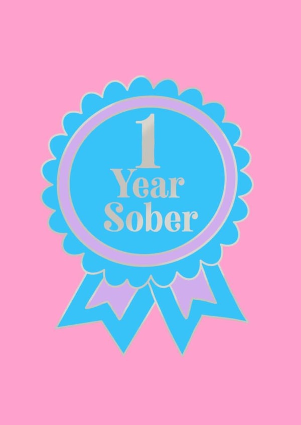 1 Year Sobriety Anniversary Card - Bold Badge Design created by Sober Girl Society