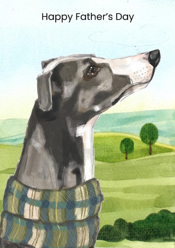 Cute Father's Day Card - Whippet created by Dotts Yard