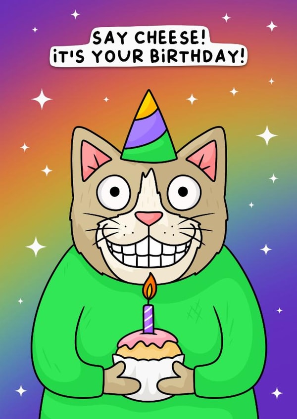 Funny Birthday Card - Say Cheese created by Wafflemamaart