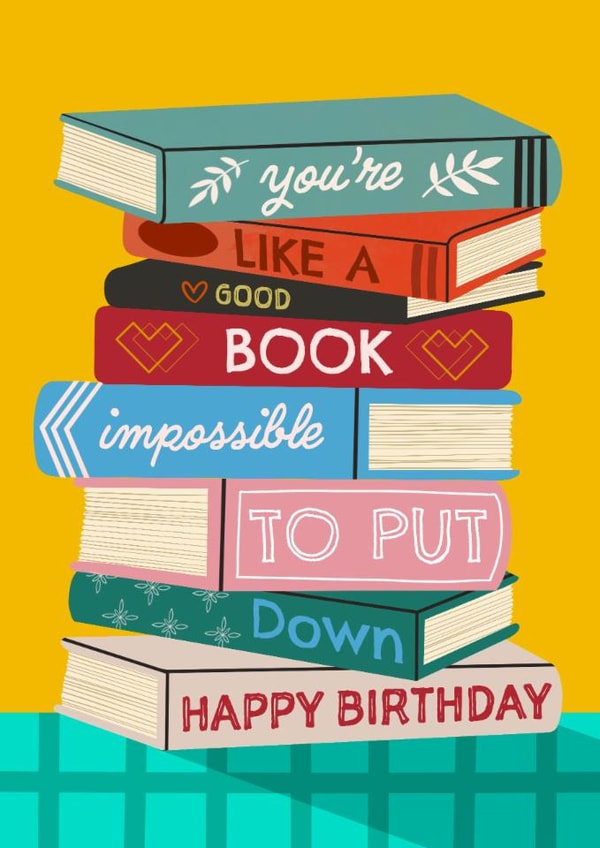 Fun Birthday Card - Books - Book Lover created by AbiGoLucky