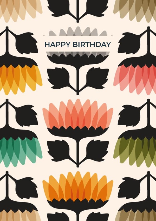 Pretty Birthday Card - Retro Flower Pattern created by Taya Cosgrove