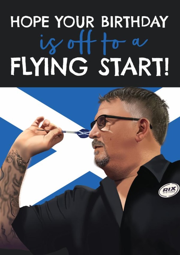 Darts Birthday Card - Gary Anderson - Flying Start created by AbiGoLucky