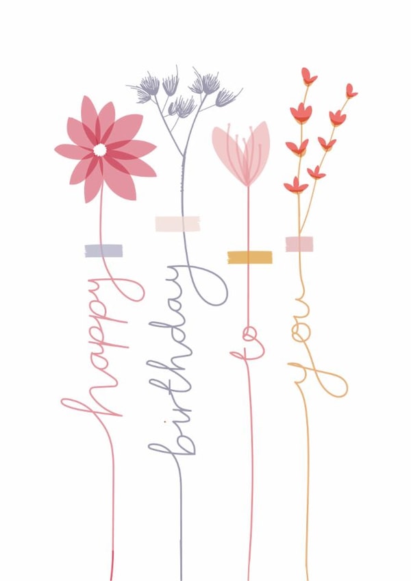 Pretty Birthday Card - Flower Stems created by Two For Joy Illustration