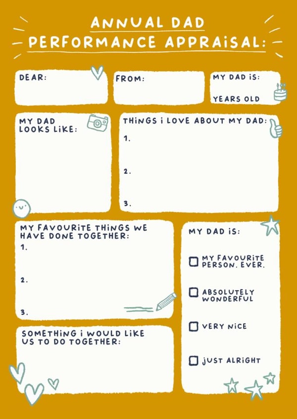 Cute Father's Day Card - Dad's Performance Appraisal created by Sarah Harding