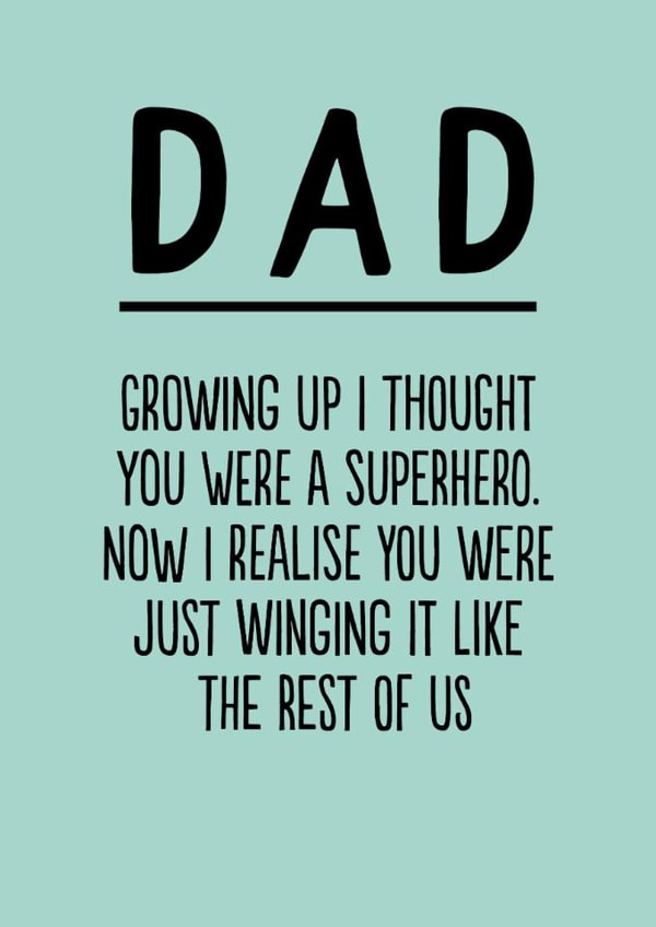 Funny Father's Day Card - Winging It created by The Buddy Fernandez Card Co.