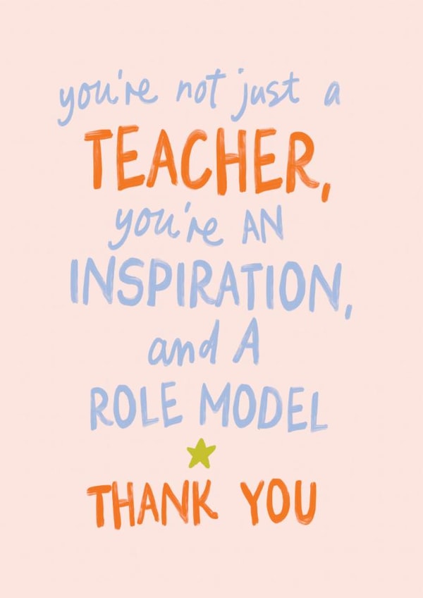 Classic Thank You Card - For Teacher - Inspiration And A Role Model created by Sweetlove Press