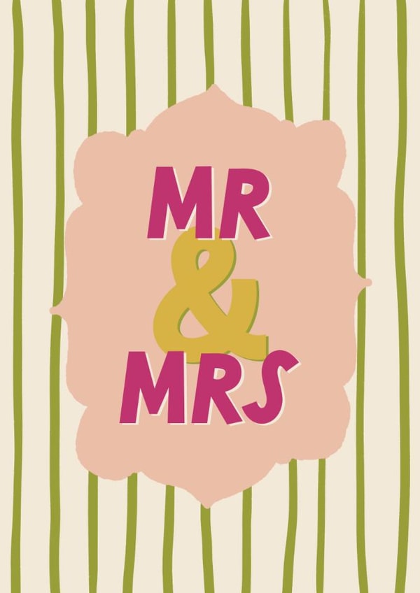 Modern Wedding Card - Mr & Mrs created by Sweetlove Press