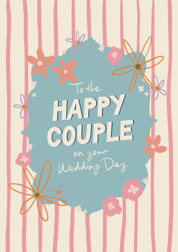 Modern Wedding Card - To The Happy Couple - Flowers created by Sweetlove Press