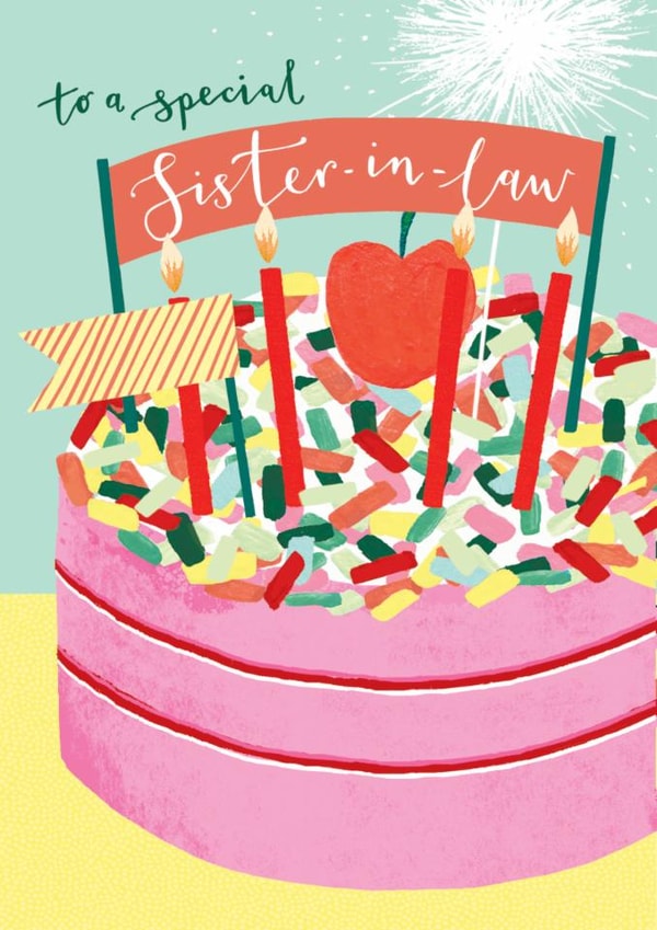 Classic Birthday Card - For Special Sister-in-law - Cake created by Louise Tiler