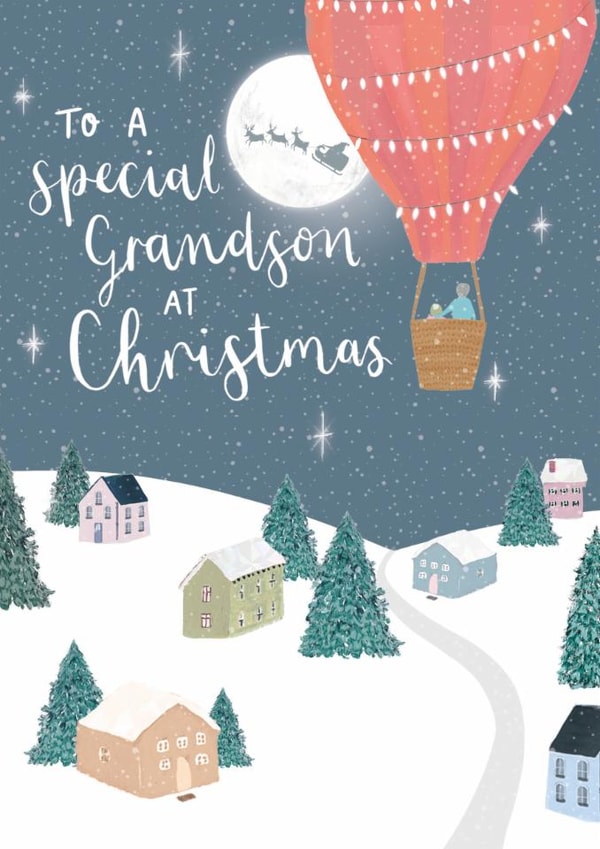 Classic Christmas Card - For Grandson - Hot Air Balloon created by Louise Tiler