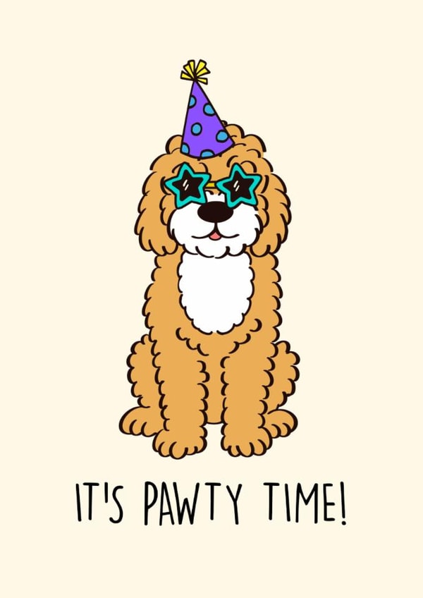 Cute Birthday Card - Pawty Time created by Geeky Schitt