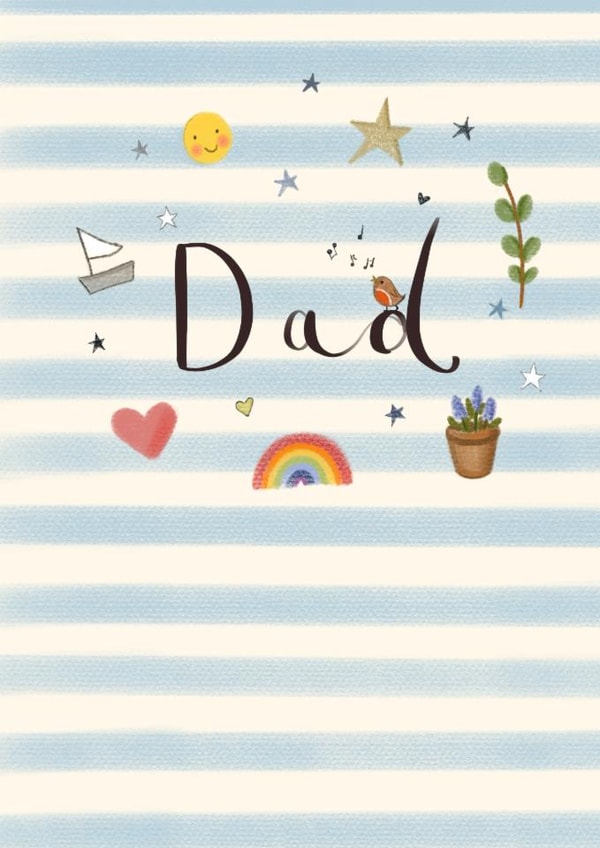 Cute Father's Day Card - Stars - Striped Design created by Love Lucy Illustration