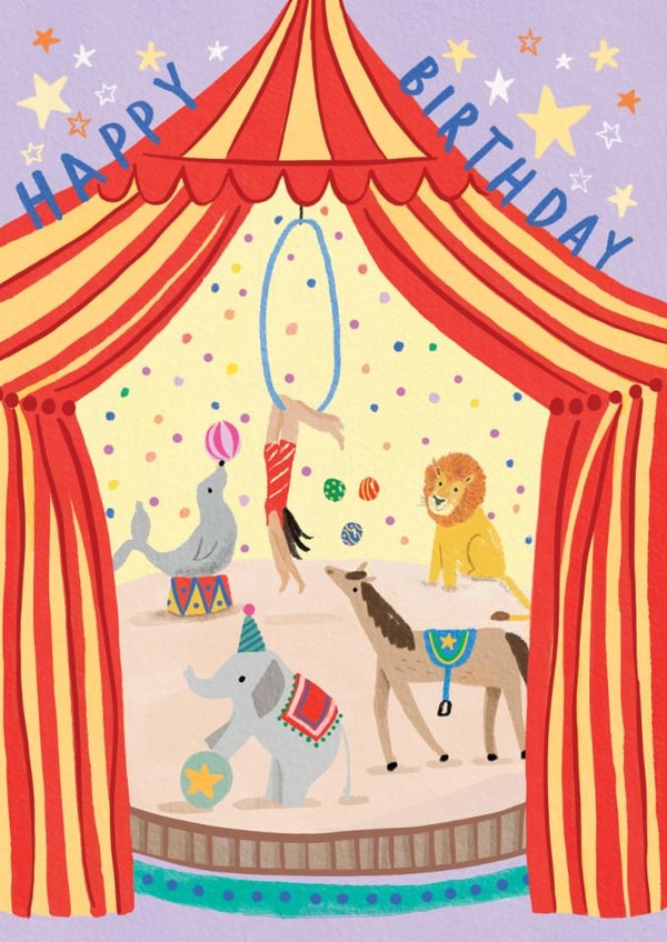 Cute Birthday Card - Circus Animals - Big Top created by Louise Tiler