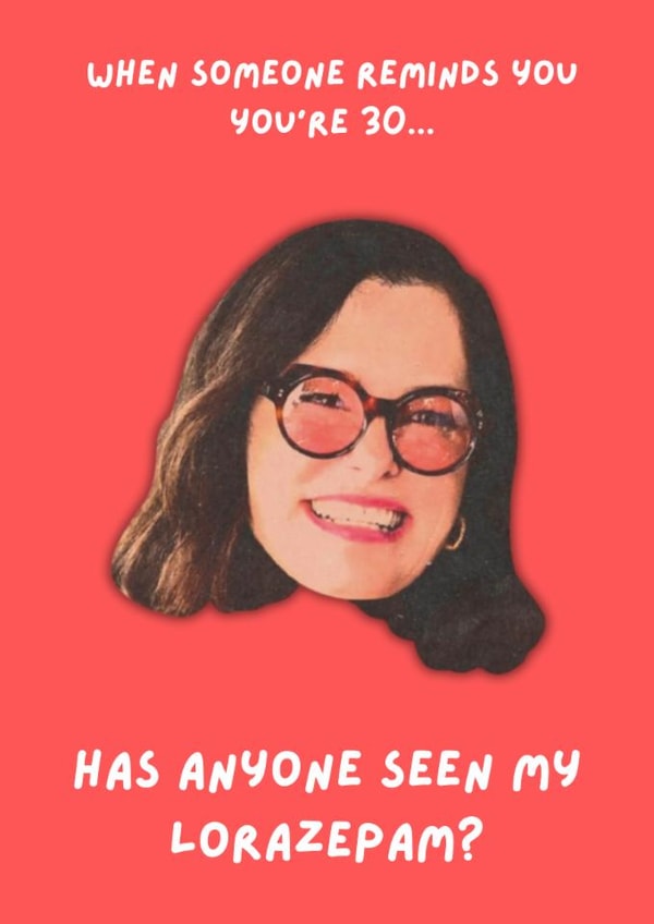 Funny 30th Birthday Card – White Lotus Inspired with Victoria Ratliff Design created by Stevie Doodles