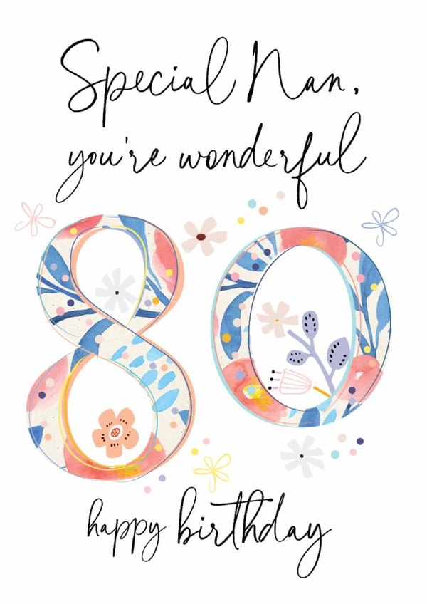 Nan - 80th birthday card created by Katie Phythian Design