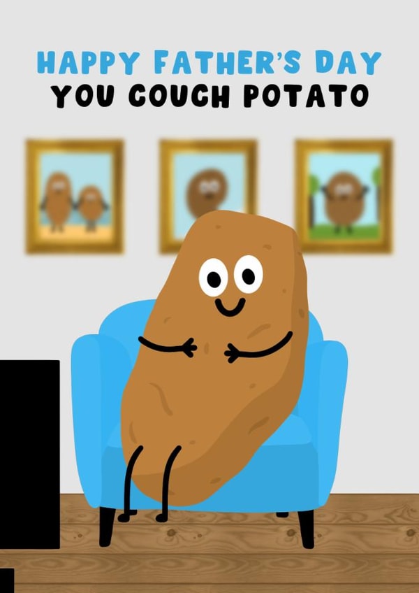Cute Father's Day Card - Couch Potato - For Dad created by Pink Peach Cards