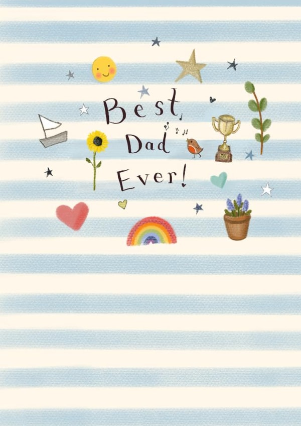Cute Father's Day Card - Best Dad Ever! - Striped Design created by Love Lucy Illustration
