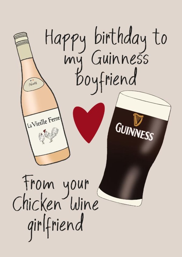 Cute Couples Guinness & Chicken Wine Birthday Card created by Sophisticards