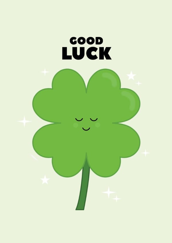Cute Good Luck Card - Four Leaf Clover created by Pearl Ivy