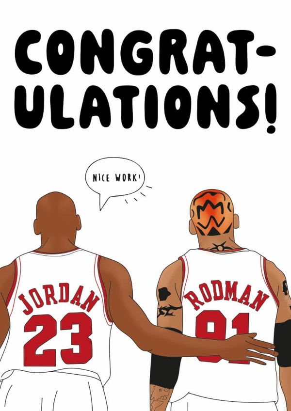 MJ and Rodman Congratulations Card - Basketball Sports Fan created by Nicely Said Co.