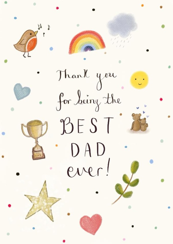 Cute Father's Day Card - Thank You For Being The Best Dad Ever! - Illustrations created by Love Lucy Illustration