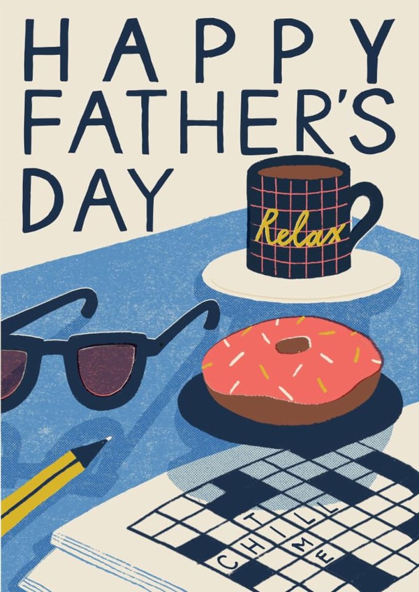 Classic Fathers Day Card - Relax Donut - Retro Arty created by Laura Darrington Design Ltd.