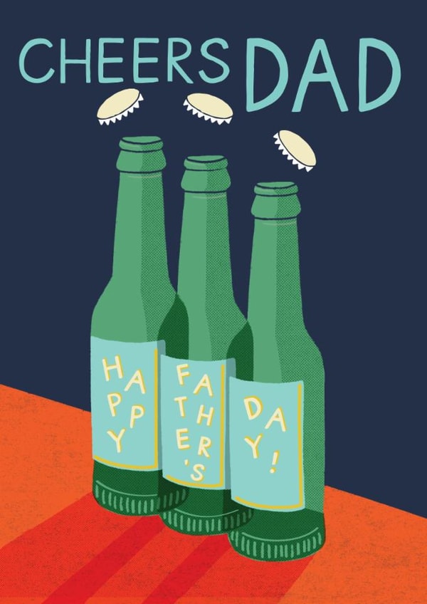 Modern Fathers Day Card - Beer Bottles - Cheers created by Laura Darrington Design Ltd.