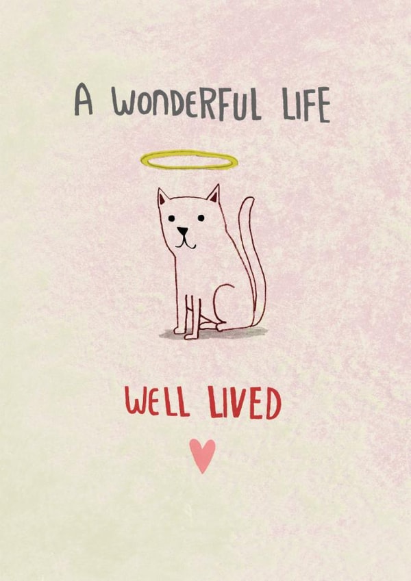 Cute Sympathy Card - Cat - A Wonderful Life created by Pencilface