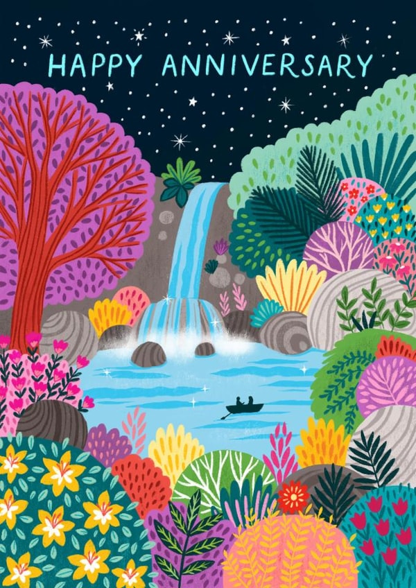 Pretty Anniversary Card - Whimsical Waterfall created by Pear Tree Press