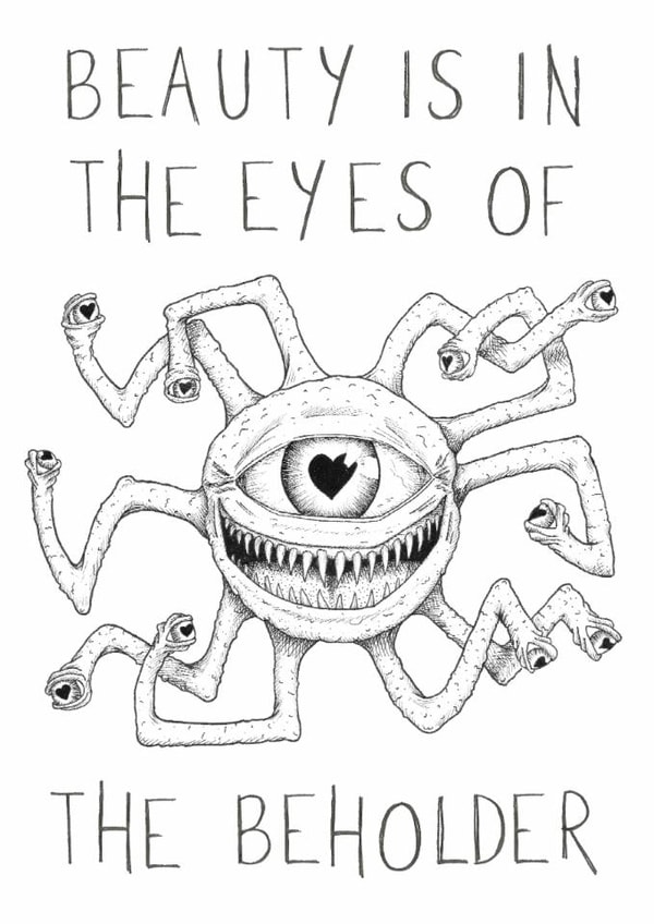 Funny beholder card for your favourite nerd created by Erratic eel