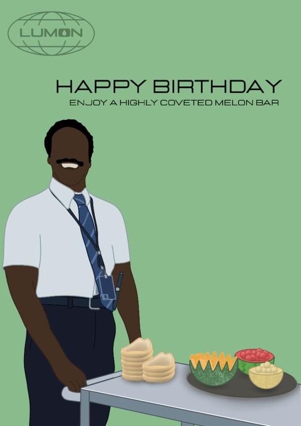 Funny Severance Themed Birthday Card - Lumon Highly Coveted Melon Bar Card created by Abigail D Art