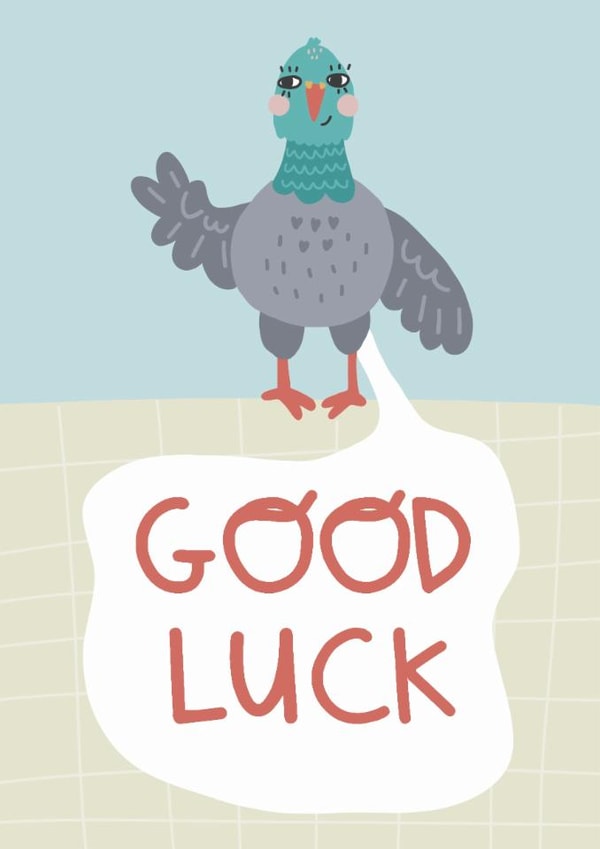 Funny Good Luck Card - Pigeon Poo created by Belly Flops 