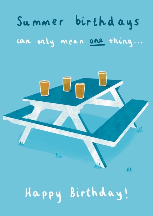 Classic Birthday Card - Beer Garden - Summer Birthdays created by Sophie Kent Illustration
