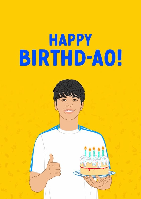 Leeds United Birthday Card - Ao Tanaka - Football created by The Cake Thief